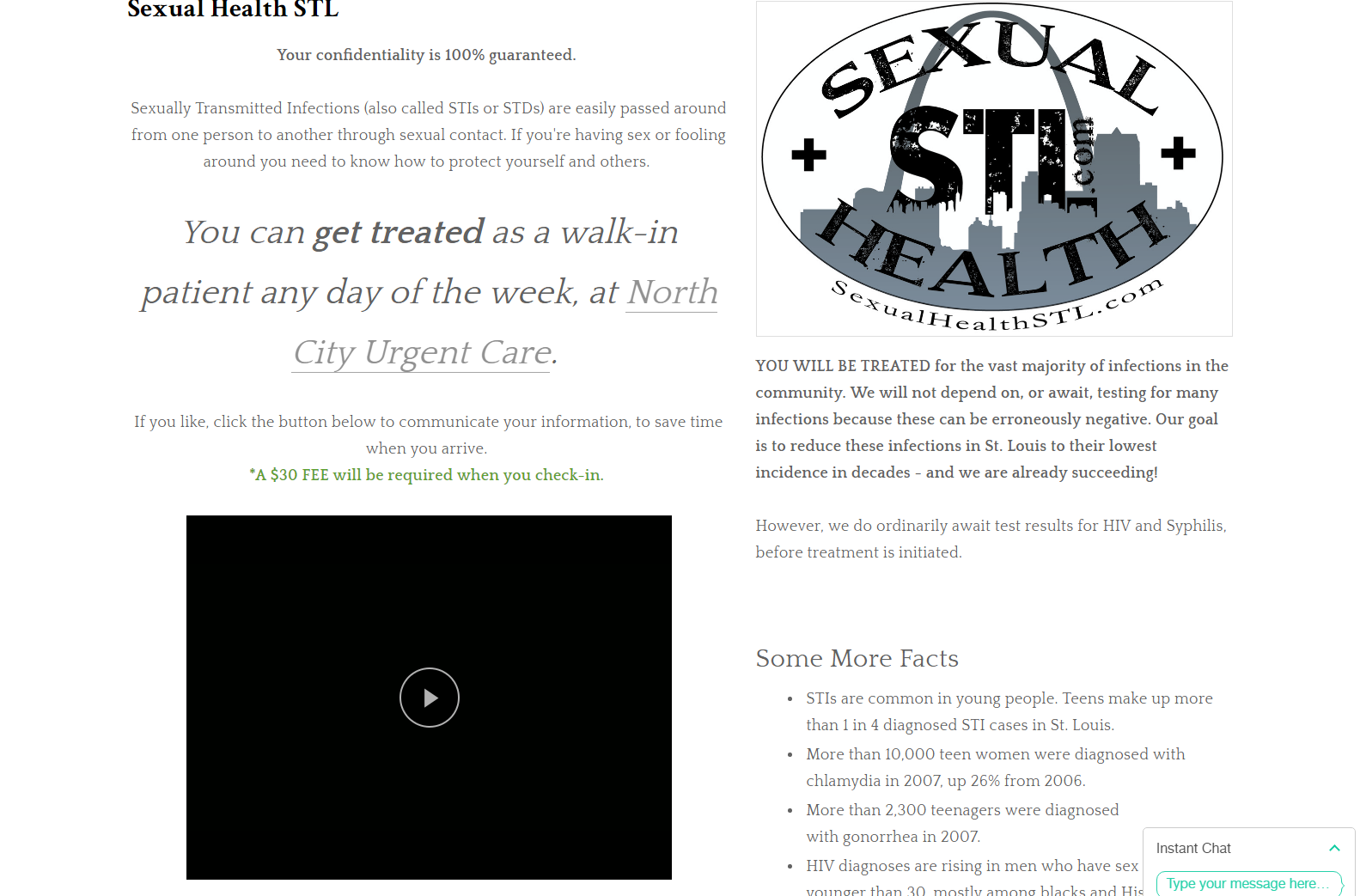 Screenshot of urgent care site